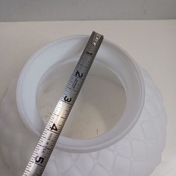 Vintage Hurricane Student Lamp Shade Frosted White Diamond Shape Quilted - Picture 7 of 9